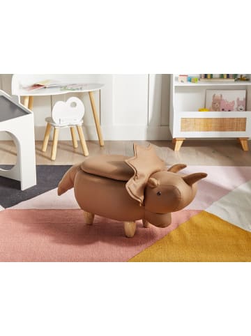Beliani Tierhocker TRICERATOPS in Braun - (W) 92 x (H) 56 x (L) 42 cm