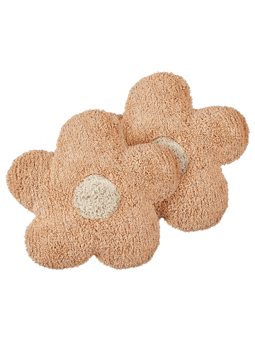 Beliani 2er-Set Dekokissen SORREL in Rosa/Beige/Weiß