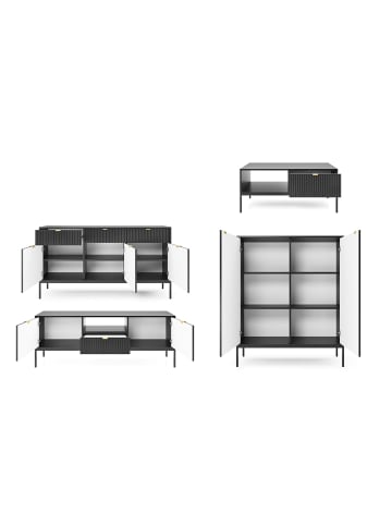 Feldmann-Wohnen Wohnzimmer-Set Nova Schwarz / Schwarz 4-teilig