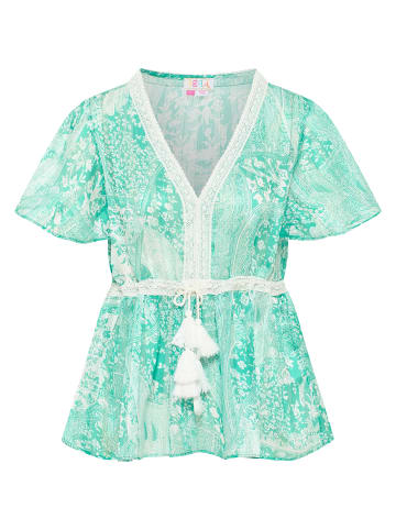 IZIA Damen Bluse in Grün Weiss