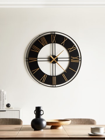 Beliani Wanduhr PERIGNY in Schwarz/Gold - (W) 80 x (H) 80 x (L) 4 cm