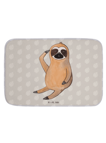 Mr. & Mrs. Panda Badezimmerteppich Faultier Vogel ohne Spruch in Grau Pastell