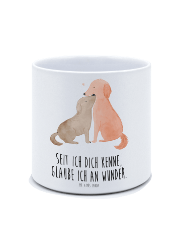 Mr. & Mrs. Panda XL Blumentopf Hunde Liebe mit Spruch in Weiß