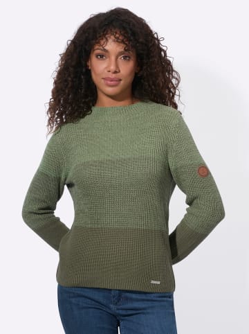 WITT WEIDEN Stehkragen-Pullover in eucalyptus-khaki-geringelt