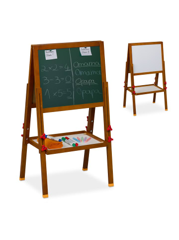 relaxdays Kinderstandtafel in Braun - (B)45 x (H)81-104 x (T)42 cm