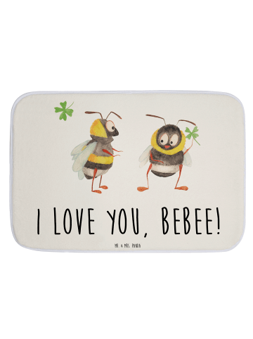 Mr. & Mrs. Panda Badematte Bienen Paar mit Spruch in Weiß