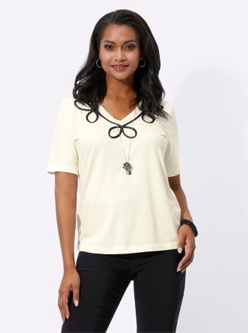 WITT WEIDEN Kurzarm-Shirt in champagner-schwarz-gemustert