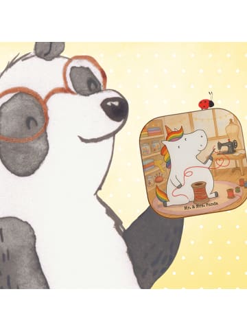 Mr. & Mrs. Panda Glas-Untersetzer Einhorn Näherin Design ohne Sp... in Weiß
