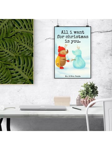 Mr. & Mrs. Panda wanddeko Nachtfalter Schneemann Design mit Spruch in Weiß