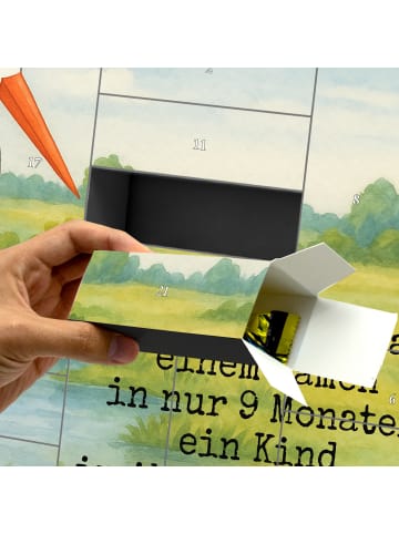 Mr. & Mrs. Panda Adventskalender Storch Design mit Spruch in Weiß