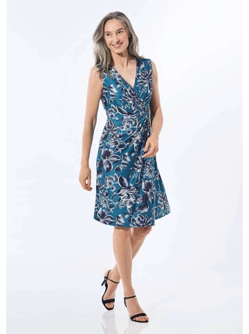 GOLDNER Kleid in Wickeloptik in blau / marine / geblümt