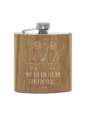 Mr. & Mrs. Panda Flachmann Faultier Pärchen mit Spruch in Braun