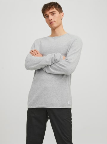 Jack & Jones Rundhals Strickpullover Langarm Sweater aus Baumwolle JJEHILL in Grau-2