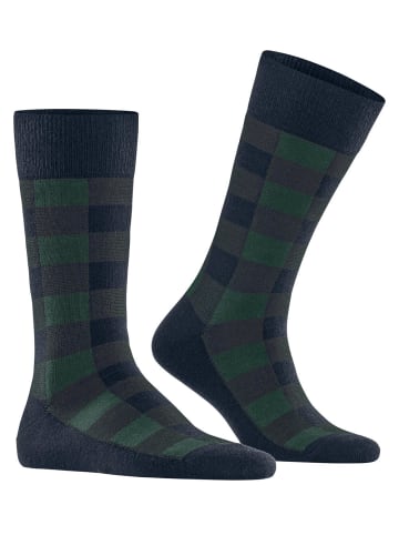 Burlington Buffalo Check Socke in Marine