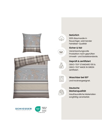 Schiesser Schiesser Bettwäscheset Salous - Feinbiber - 2-teilig in Taupe