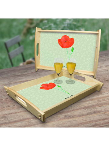 Mr. & Mrs. Panda Tablett Blume Mohnblume ohne Spruch in Blattgrün