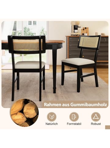 COSTWAY 2er Set Esszimmerstühle Rattan in Schwarz