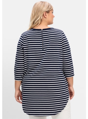 sheego Longshirt in marine-weiß