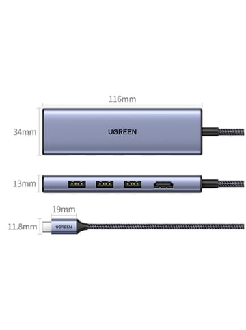 Ugreen HUB Ugreen CM511.2m0956A 6in1 USB-C HDMI 3x USB-A 3.0SD TF