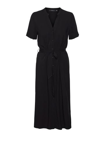 Vero Moda Midi Blusen Kleid Kurzarm Tunika Dress VMVICA in Schwarz