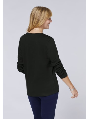 Polo Sylt Langarmshirt im Label-Design in Schwarz