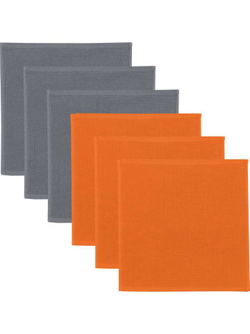 Erwin Müller Baumwolle Spültuch 2-farbig 6er-Pack in grau/kürbis