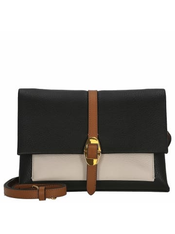 COCCINELLE dorian Tricolor - Schultertasche 24 cm in noir/lambskin white/cuir