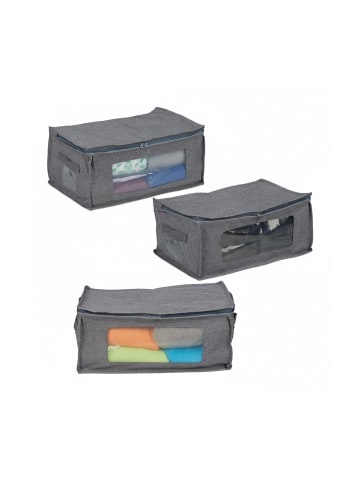 relaxdays 3x Aufbewahrungstasche in Grau - (B)45 x (H)20 x (T)30 cm