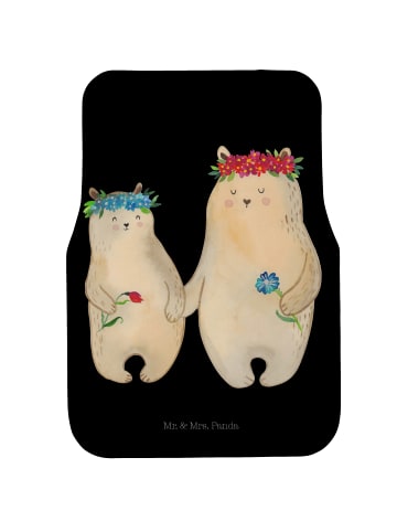 Mr. & Mrs. Panda Auto Fußmatte Bären mit Blumenkranz ohne Spruch in Schwarz
