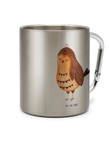 Mr. & Mrs. Panda Becher Eule Zufrieden ohne Spruch in Silber