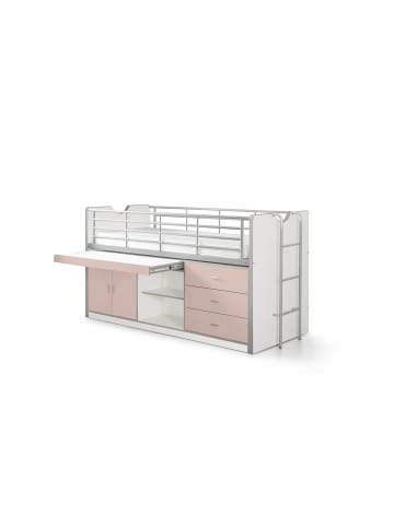 58 aufm Kessel HOCHBETT Kalinda 207x116x96 aus Holzwerkstoff+Metall in Weiß/Rosa