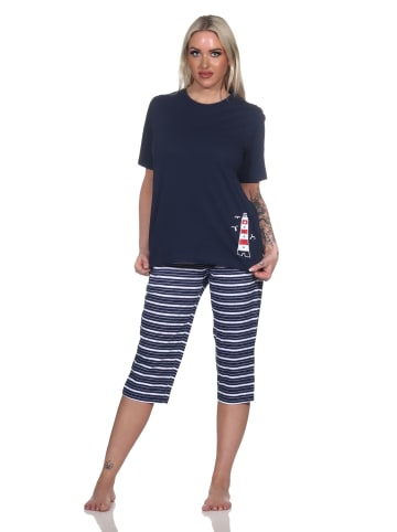 NORMANN kurzarm Capri Schlafanzug Leuchtturm - 78902 in marine