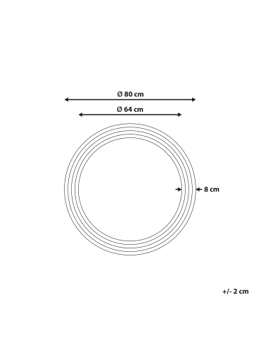 Beliani Wandspiegel BANNE in Braun - (W) 80 x (H) 80 x (L) 3 cm