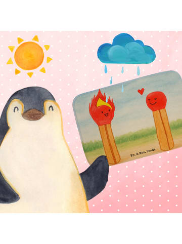 Mr. & Mrs. Panda Badezimmerteppich Streichhölzer Design ohne Spruch in Weiß