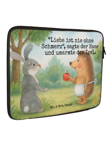 Mr. & Mrs. Panda Laptop Hülle Hase Igel Design mit Spruch in Weiß