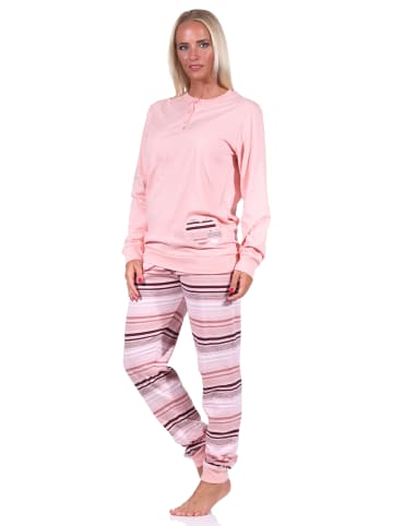 NORMANN Pyjama Bündchen und gestreifter Hose - 69188 in rosa