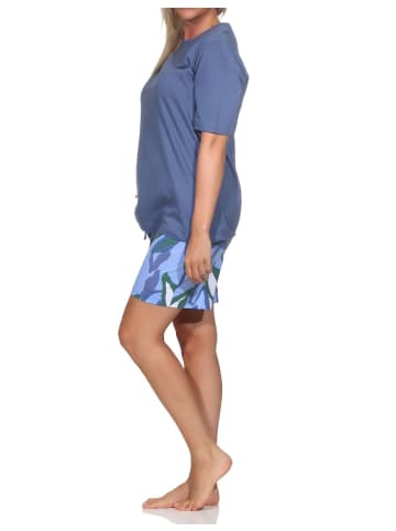 NORMANN Kurzarm Schlafanzug Shorty Pyjama - 85294 in marine