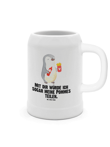 Mr. & Mrs. Panda Krug Pinguin Pommes mit Spruch in Weiß