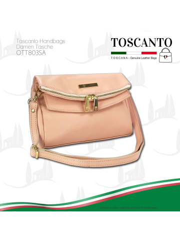 Toscanto Leder Schultertasche, Clutch Toscanto Tasche rosa ca. 24cm