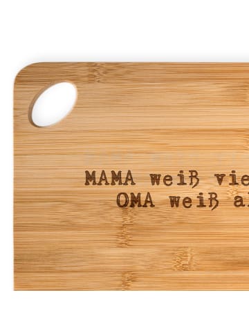 Mr. & Mrs. Panda Holzbrett MAMA weiß viel, aber... mit Spruch in Braun