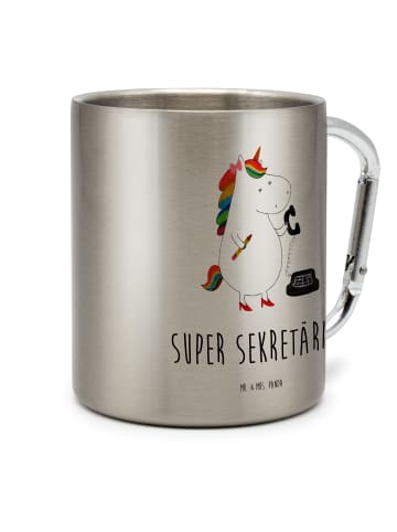 Mr. & Mrs. Panda Teetasse Einhorn Sekretärin mit Spruch in Silber