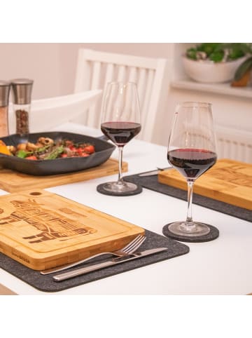DuneDesign 4er Set Bambus Steakbrett BBQBites in Braun