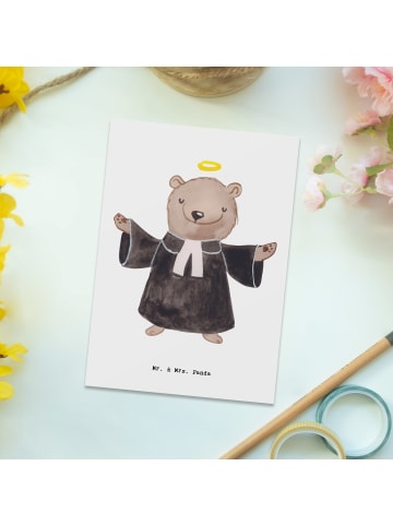 Mr. & Mrs. Panda Grußkarte Pfarrer Herz ohne Spruch in Weiß