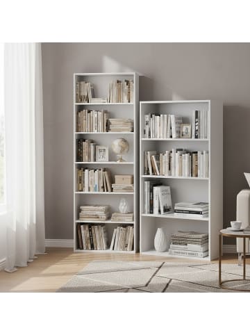 relaxdays Bücherregal in Weiß - (B)60 x (H)82 x (T)24 cm