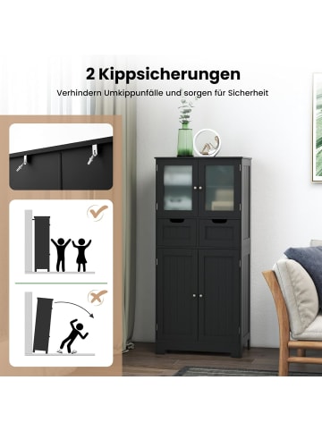 COSTWAY Badschrank mit 2 Schubladen in Schwarz