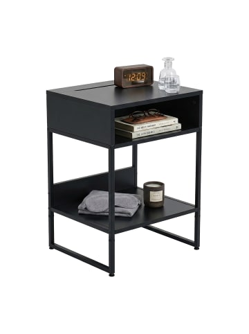 relaxdays Nachttisch in Schwarz - (B)40 x (H)40 x (T)30 cm