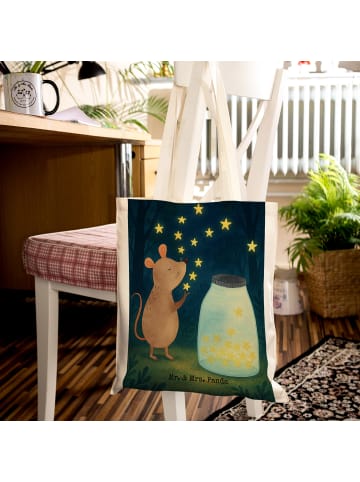 Mr. & Mrs. Panda Shopping Tasche Maus Sterne Design ohne Spruch in Weiß