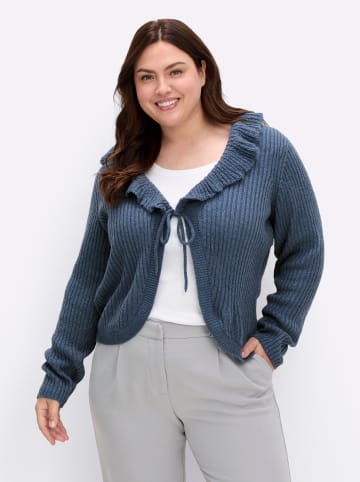 sheego by Joe Browns Strickjacke in jeansblau-meliert