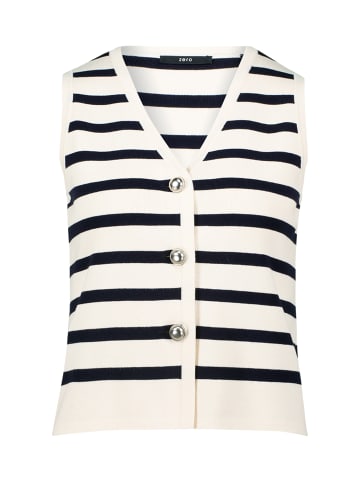 Zero  Strickweste gestreift mit Knopfleiste in CreamDark Blue