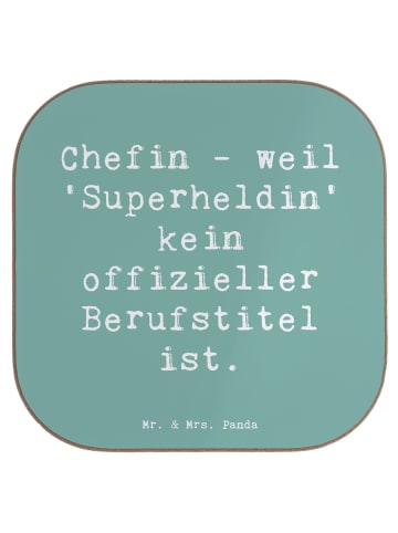 Mr. & Mrs. Panda Untersetzer für Gläser Spruch Chefin Superheldi... in Meeresbrise